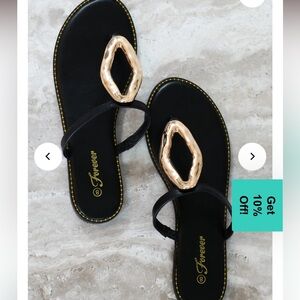 Black and Gold Accent Women's Sandals